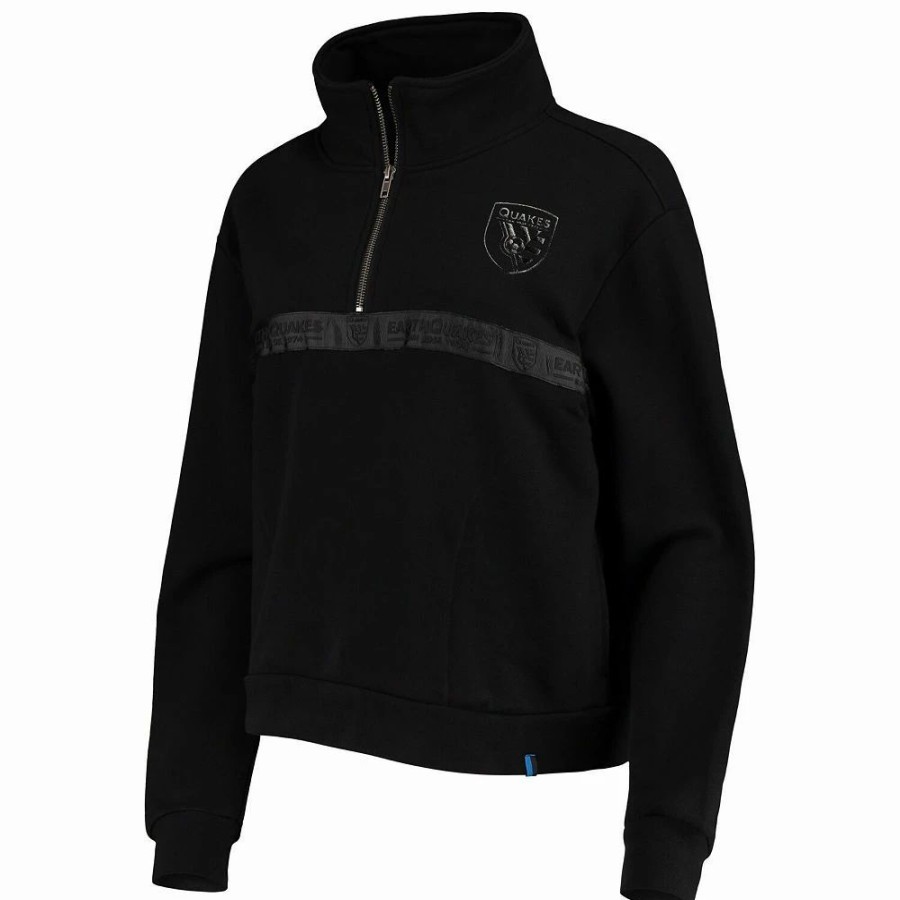 Clothing * | Women'S The Wild Collective Black San Jose Earthquakes Quarter-Zip Jacket