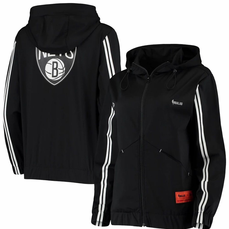 Clothing * | Women'S Qore Black Brooklyn Nets Everyday Team Full-Zip Jacket