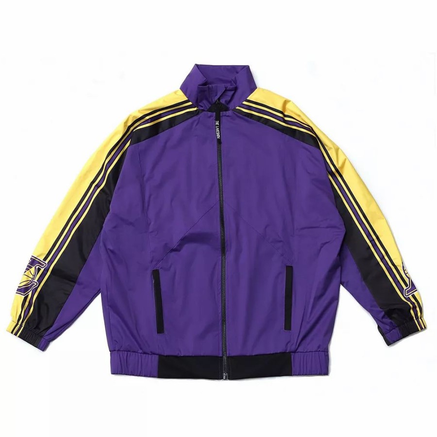 Clothing * | Women'S Qore Purple Los Angeles Lakers Throwback Team Full-Zip Windbreaker Jacket