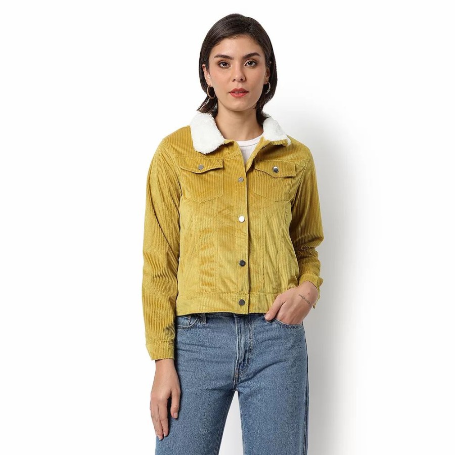 Clothing * | Campus Sutra Women Regular Fit Buttoned Jacket