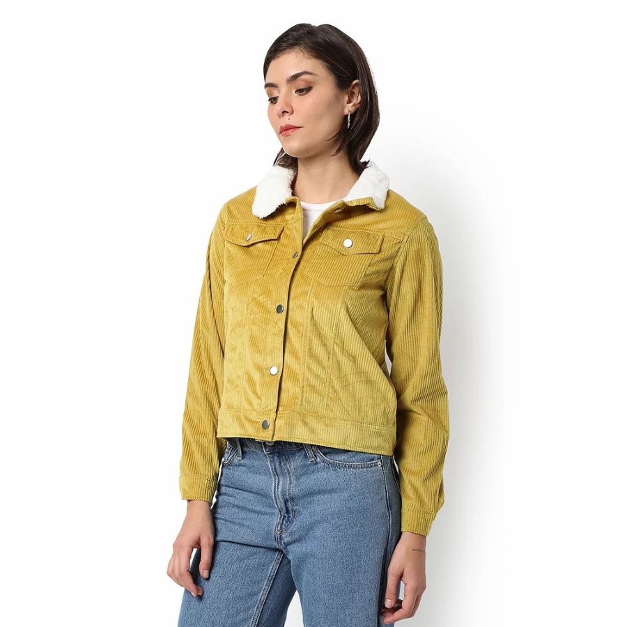 Clothing * | Campus Sutra Women Regular Fit Buttoned Jacket