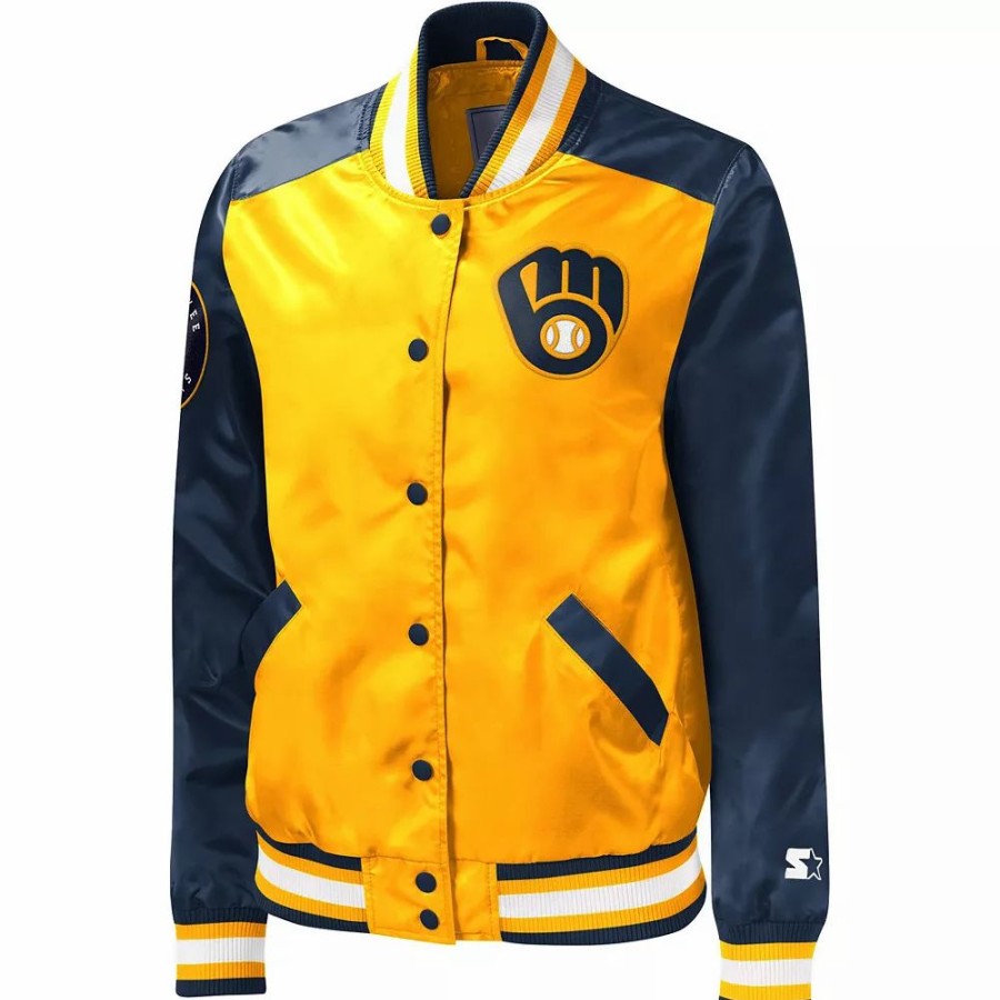 Clothing * | Women'S Starter Gold Milwaukee Brewers The Legend Full-Snap Jacket