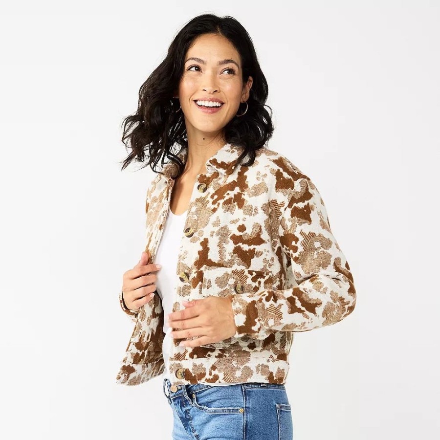 Clothing * | Women'S Sonoma Goods For Life Cropped Shacket