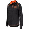 Clothing * | Women'S Colosseum Black Oklahoma State Cowboys Bikram 1/4 Zip Long Sleeve Jacket