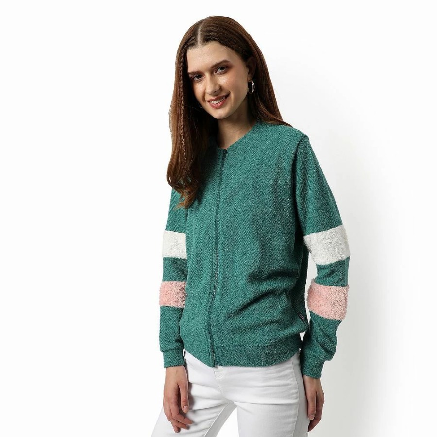 Clothing * | Campus Sutra Women Round Neck Full Sleeve Sweatshirt