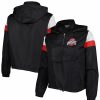 Clothing * | Women'S Black/Scarlet Ohio State Buckeyes Plus Size Anorak Windbreaker Half-Zip Jacket