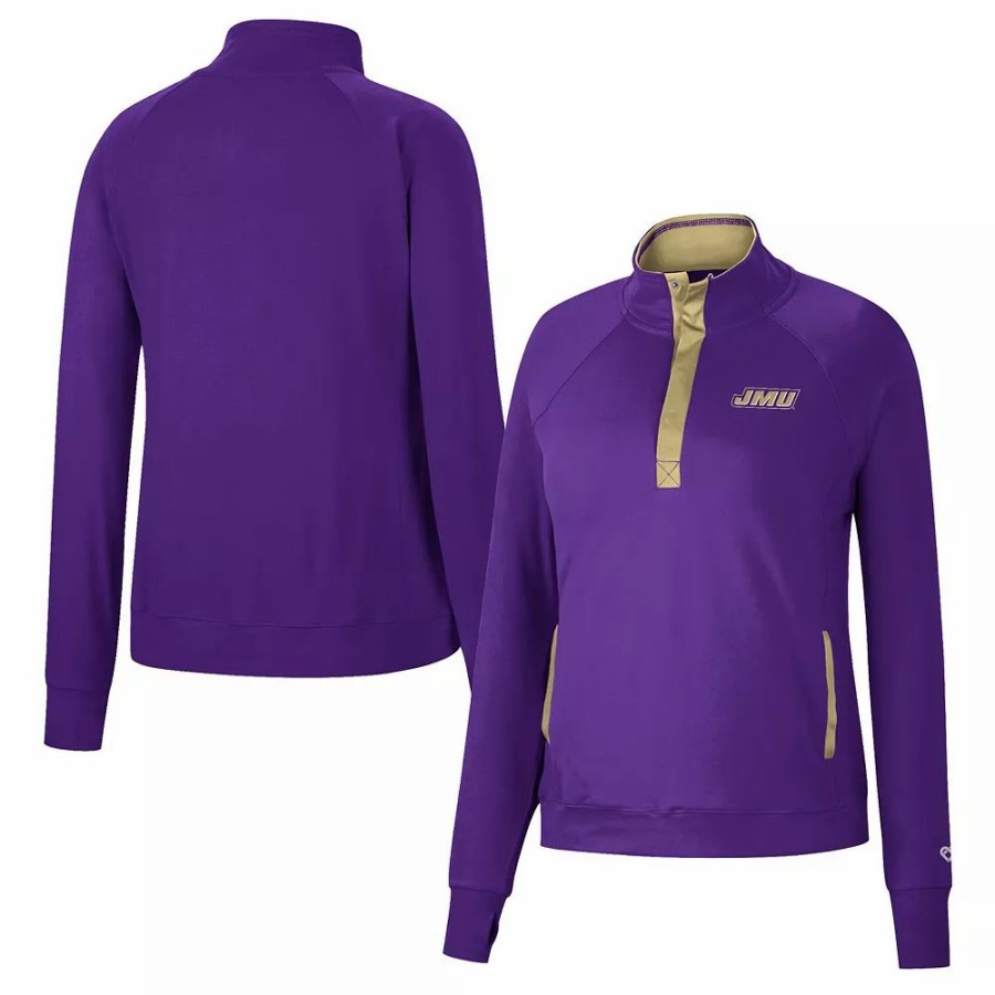 Clothing * | Women'S Colosseum Purple James Madison Dukes Kipling Raglan Quarter-Snap Top