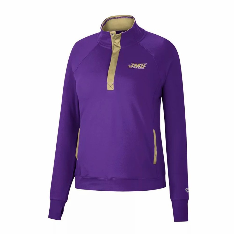 Clothing * | Women'S Colosseum Purple James Madison Dukes Kipling Raglan Quarter-Snap Top