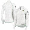 Clothing * | Women'S Colosseum White Oregon Ducks Oht Military Appreciation Officer Arctic Camo 1/4-Zip Jacket