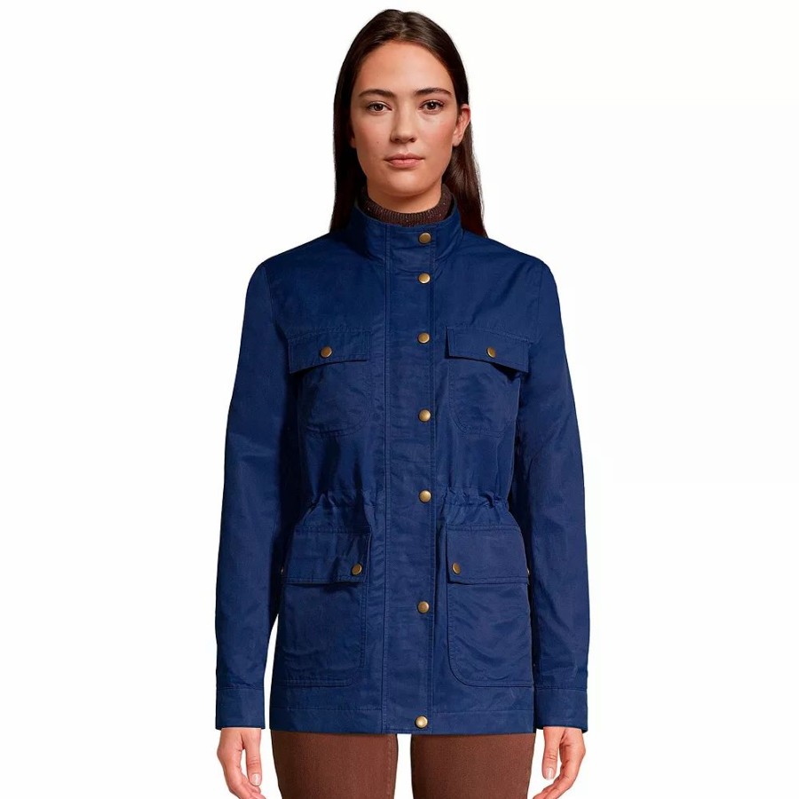 Clothing * | Women'S Lands' End Water-Resistant Utility Jacket Deep Sea Navy