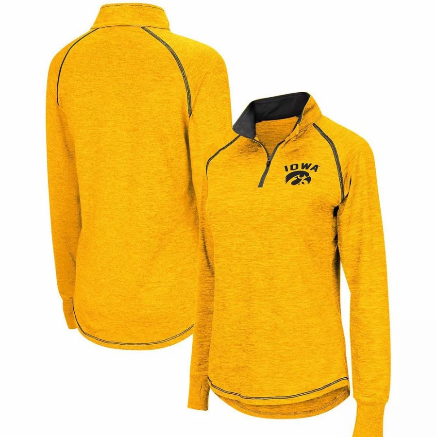 Clothing * | Women'S Colosseum Gold Iowa Hawkeyes Bikram Quarter-Zip Pullover Jacket