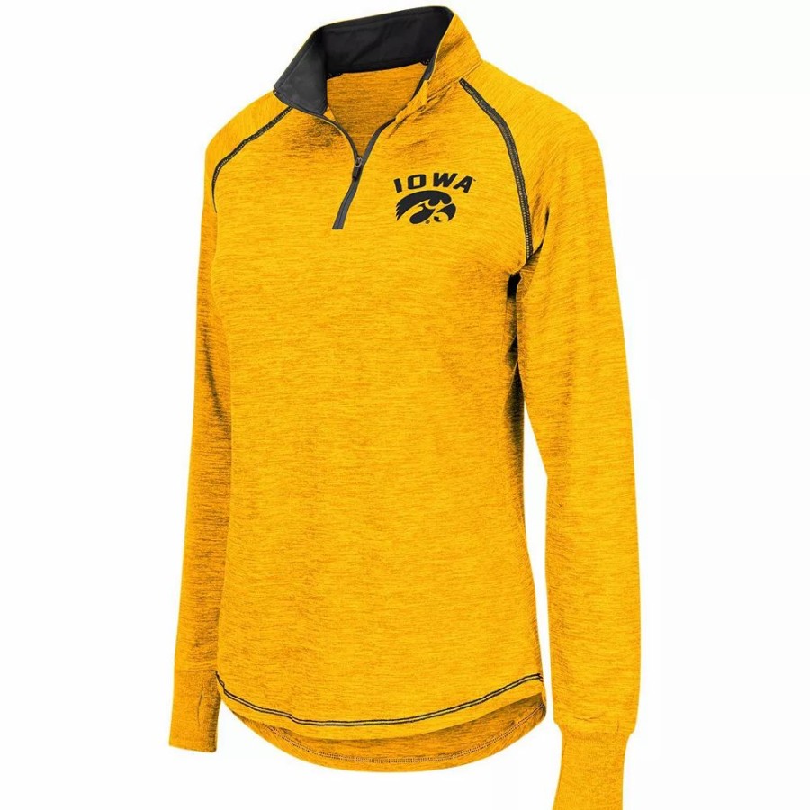 Clothing * | Women'S Colosseum Gold Iowa Hawkeyes Bikram Quarter-Zip Pullover Jacket