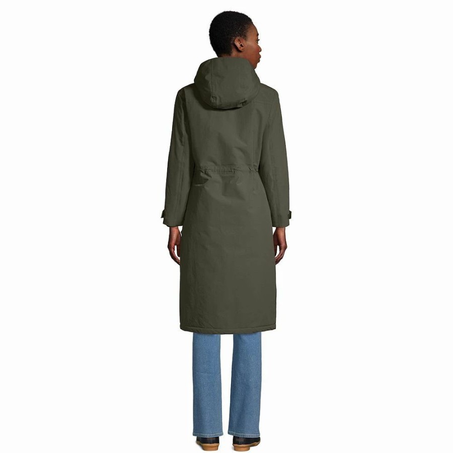 Clothing * | Petite Lands' End Squall Insulated Long Stadium Coat Black