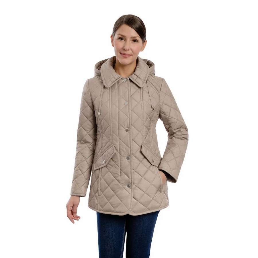 Clothing * | Women'S London Fog Hooded Quilted Water-Repellent Jacket