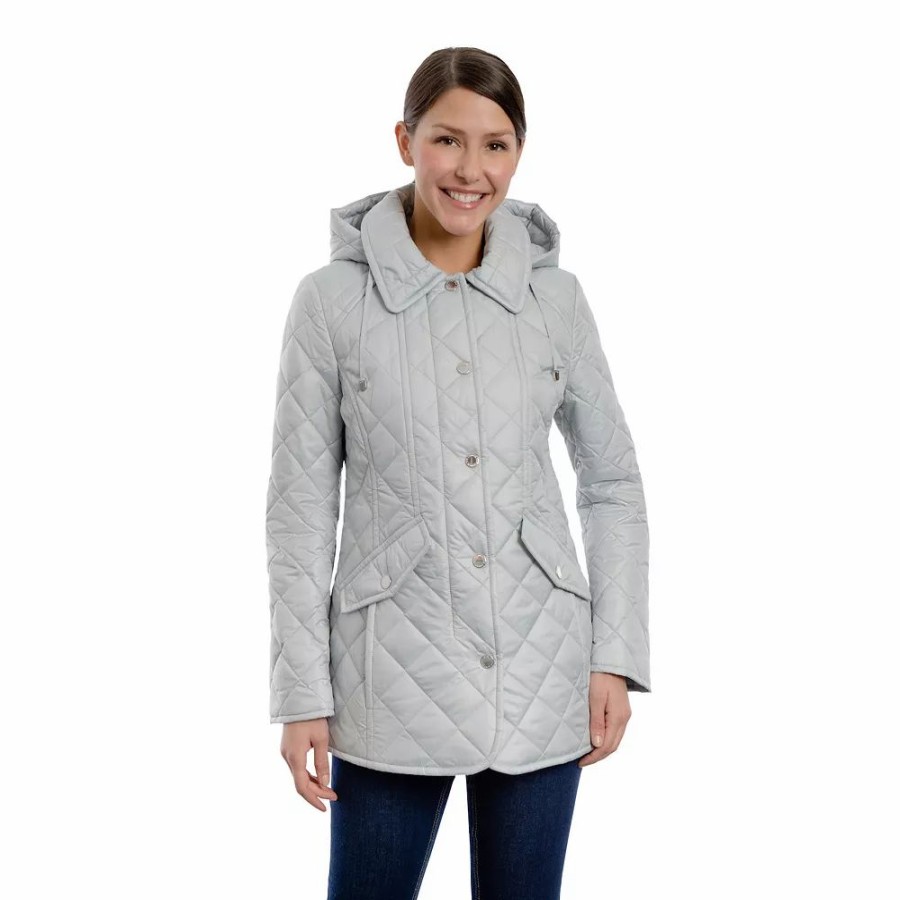 Clothing * | Women'S London Fog Hooded Quilted Water-Repellent Jacket