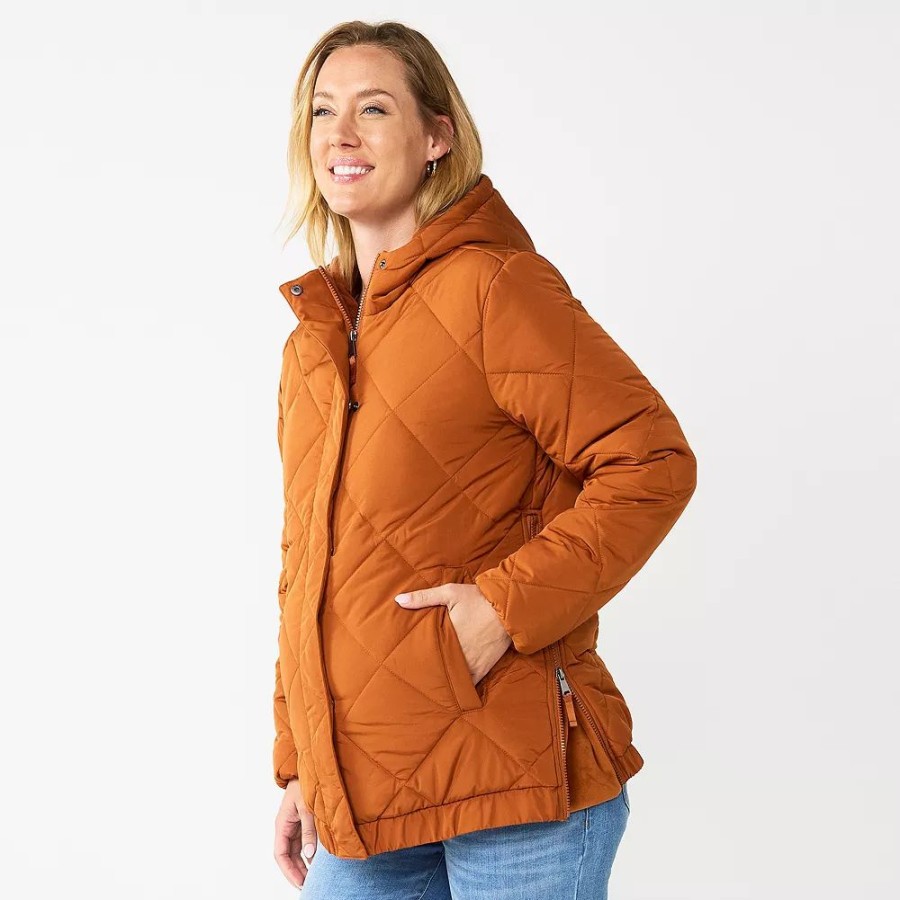 Clothing * | Maternity Sonoma Goods For Life Side Zip Puffer Jacket