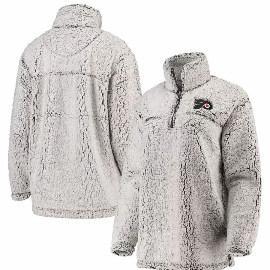 Clothing * | Women'S G-Iii 4Her By Carl Banks Gray Philadelphia Flyers Sherpa Quarter-Zip Pullover Jacket