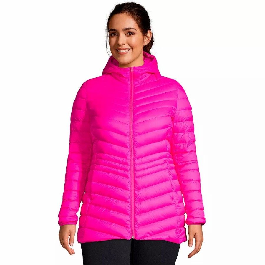 Clothing * | Plus Size Lands' End Hood Ultralight Down Packable Jacket