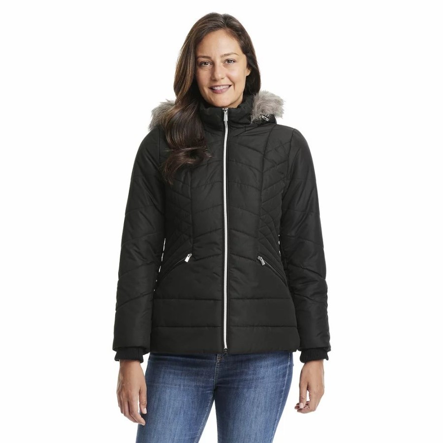 Clothing * | Women'S D.E.T.A.I.L.S Faux-Fur Hood Quilted Jacket