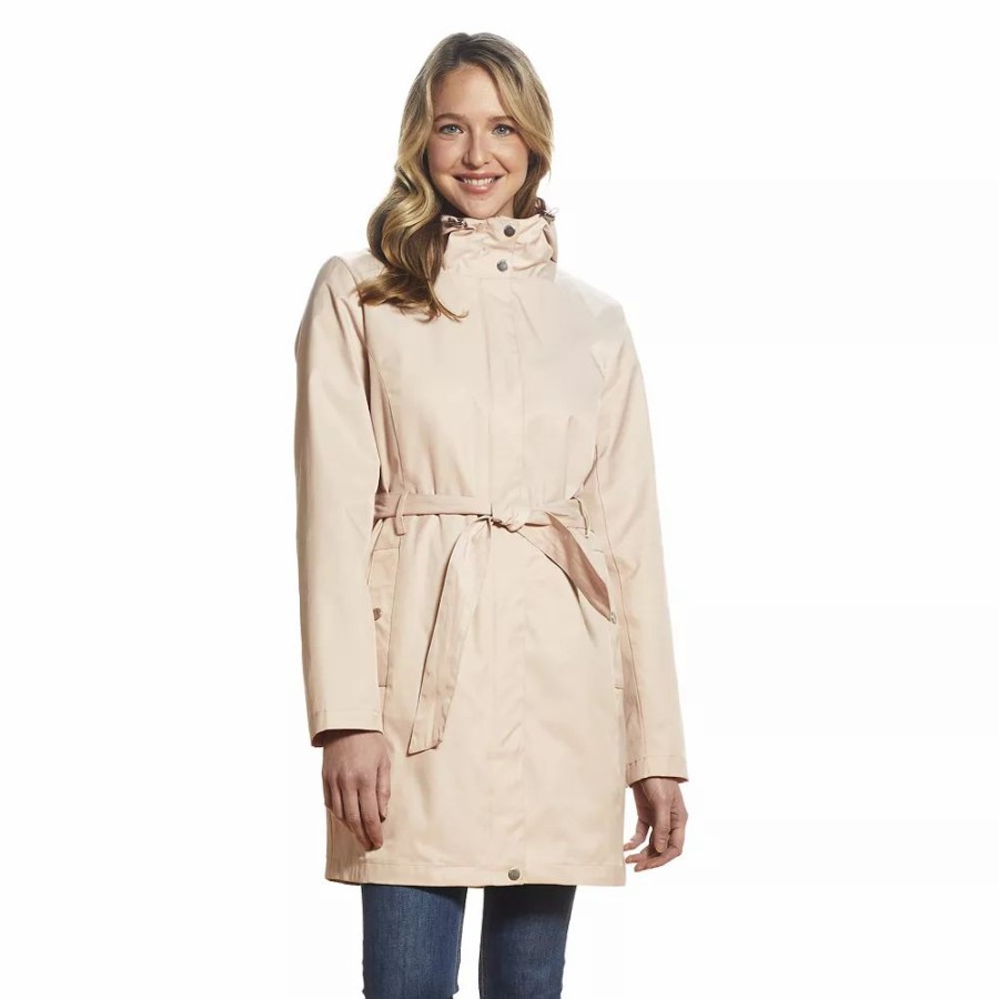 Clothing * | Women'S Weathercast Hooded Trench Coat Rose Petal