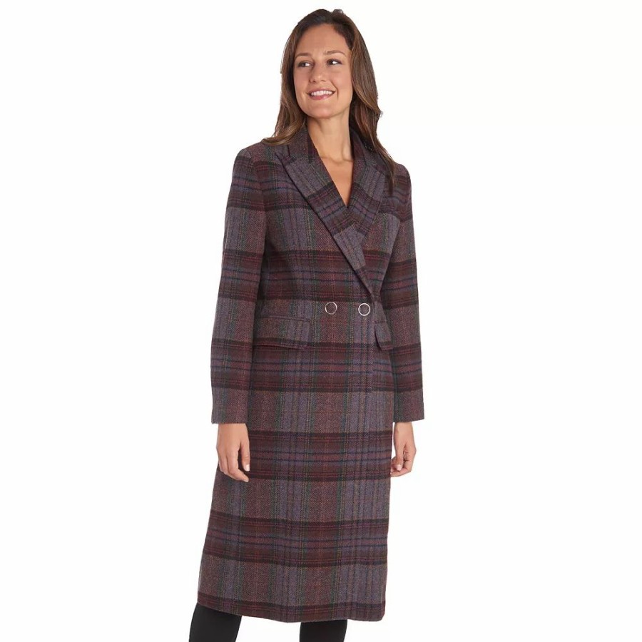 Clothing * | Women'S Fleet Street Wool Blend Plaid Coat