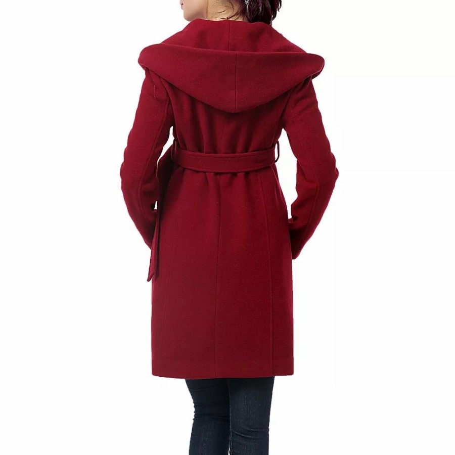 Clothing * | Maternity Pokkori Hooded Wool-Blend Coat Red