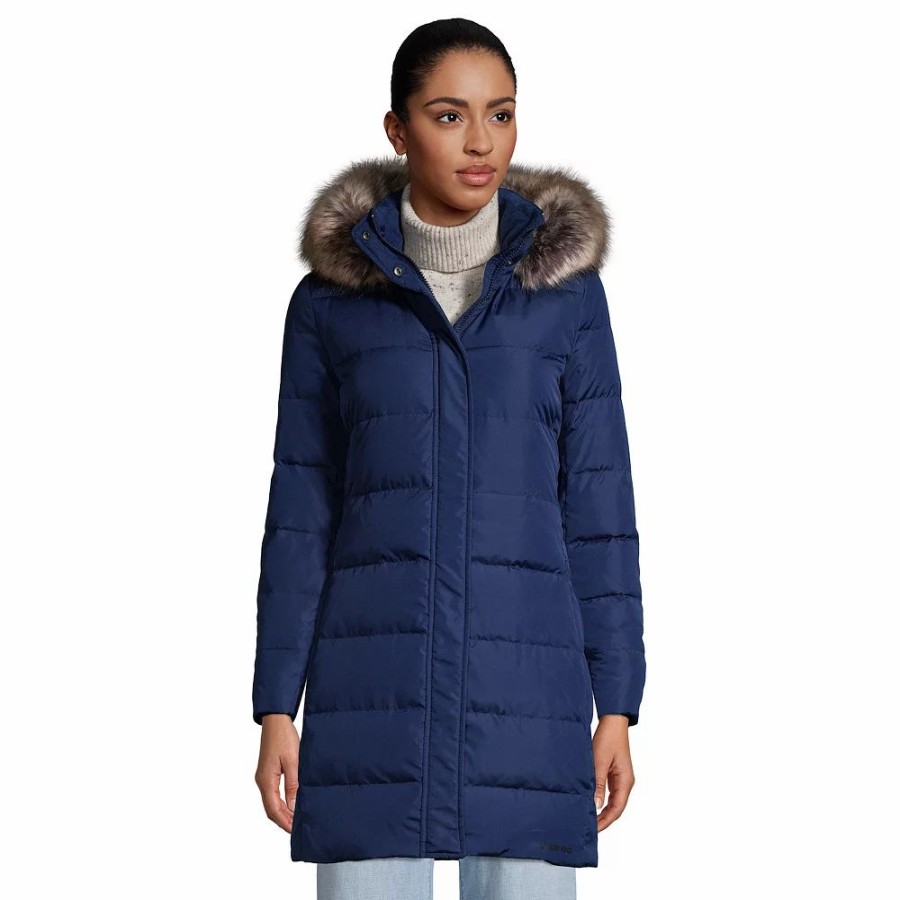 Clothing * | Petite Lands' End Faux-Fur Hood Down Winter Coat