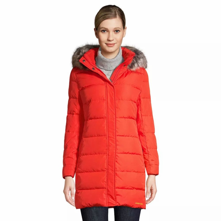 Clothing * | Petite Lands' End Faux-Fur Hood Down Winter Coat