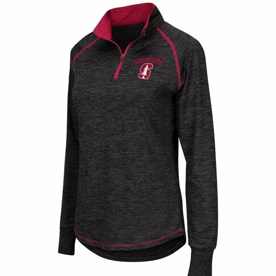 Clothing * | Women'S Colosseum Black Stanford Cardinal Bikram 1/4 Zip Long Sleeve Jacket