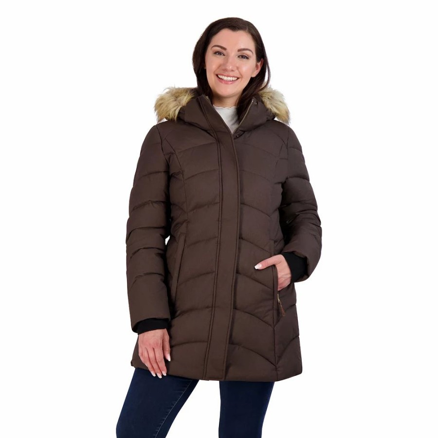 Clothing * | Women'S Zeroxposur Freya Faux-Fur Hood Quilted Walker Coat