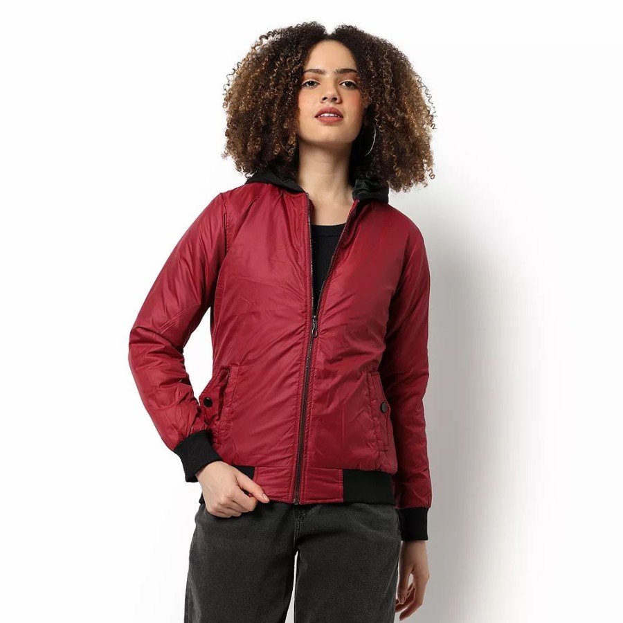 Clothing * | Campus Sutra Women Regular Fit Zipper Jacket