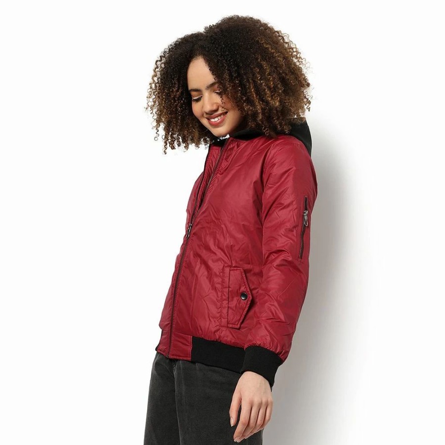 Clothing * | Campus Sutra Women Regular Fit Zipper Jacket