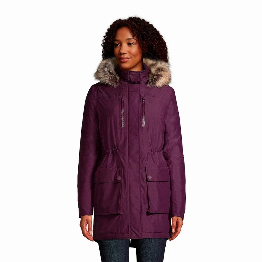 Clothing * | Petite Lands' End Expedition Faux-Fur Hood Waterproof Down Winter Parka