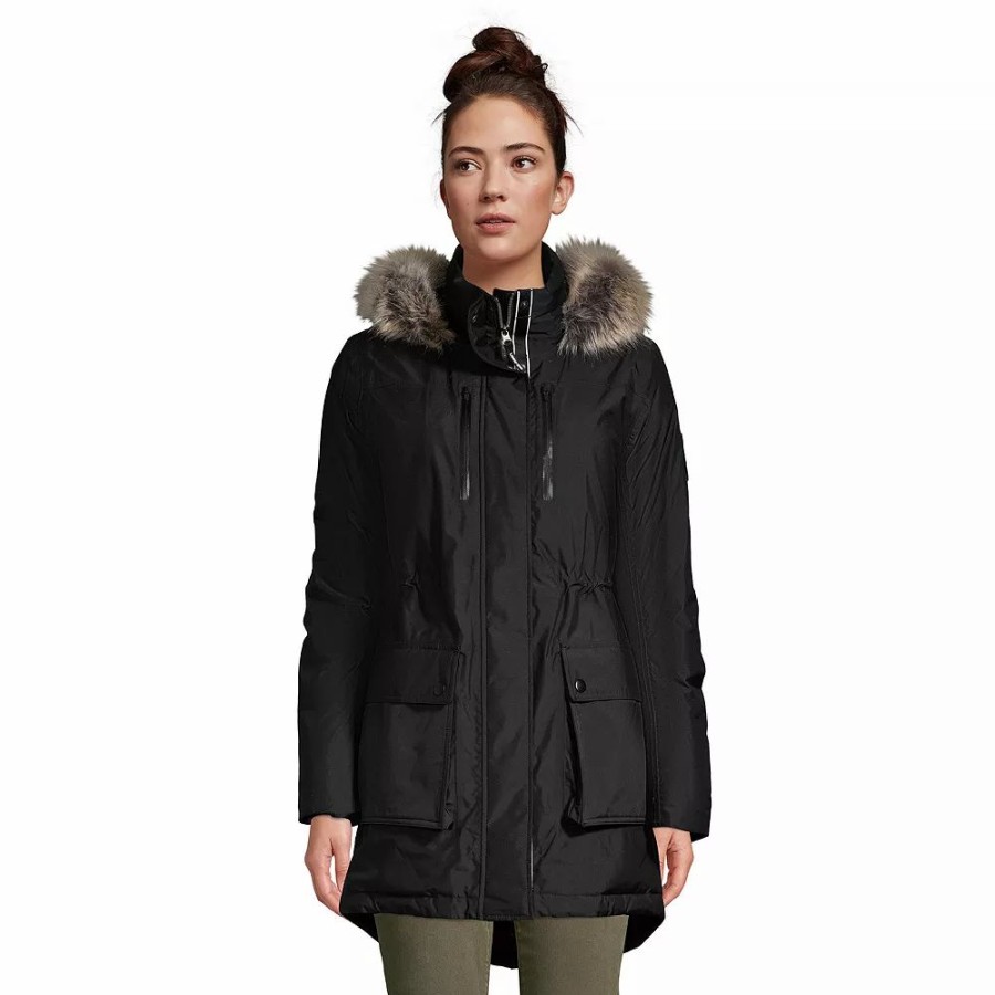 Clothing * | Petite Lands' End Expedition Faux-Fur Hood Waterproof Down Winter Parka