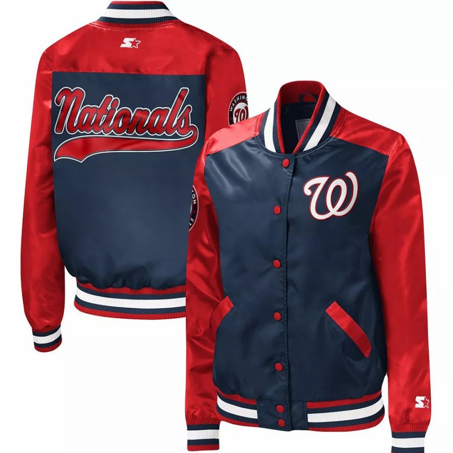 Clothing * | Women'S Starter Navy Washington Nationals The Legend Full-Snap Jacket