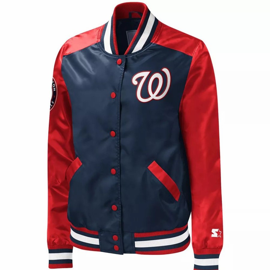 Clothing * | Women'S Starter Navy Washington Nationals The Legend Full-Snap Jacket