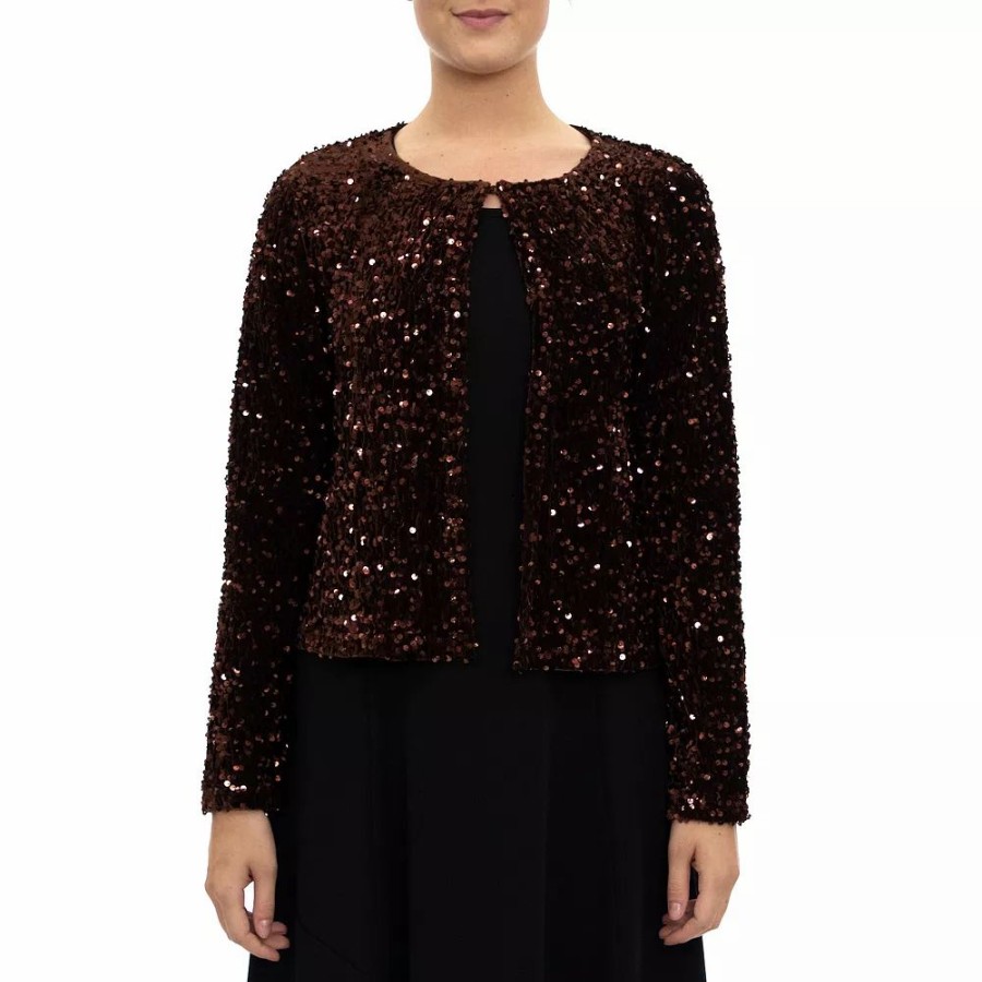 Clothing * | Women'S Nina Leonard Sequin Shrug