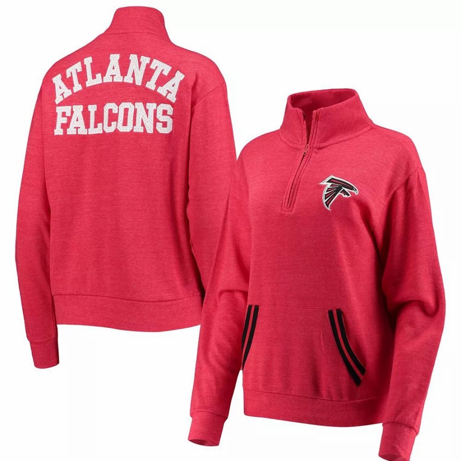 Clothing * | Women'S 5Th & Ocean By New Era Red Atlanta Falcons Tri-Blend Fleece Half-Zip Jacket