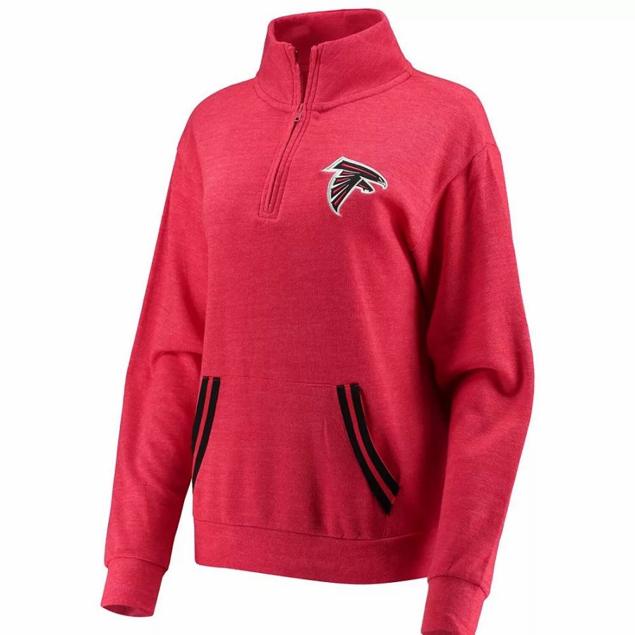 Clothing * | Women'S 5Th & Ocean By New Era Red Atlanta Falcons Tri-Blend Fleece Half-Zip Jacket