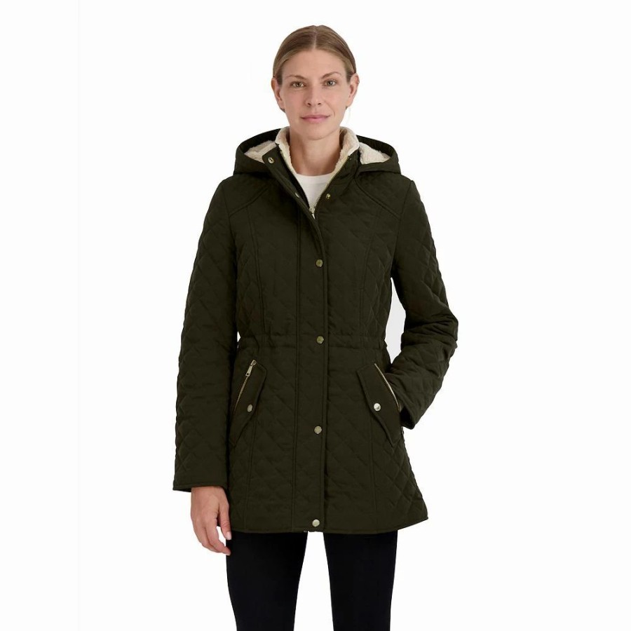 Clothing * | Women'S Halitech Hooded Quilted Jacket Forest Green