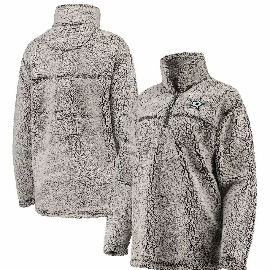 Clothing * | Women'S G-Iii 4Her By Carl Banks Gray Dallas Stars Sherpa Quarter-Zip Pullover Jacket