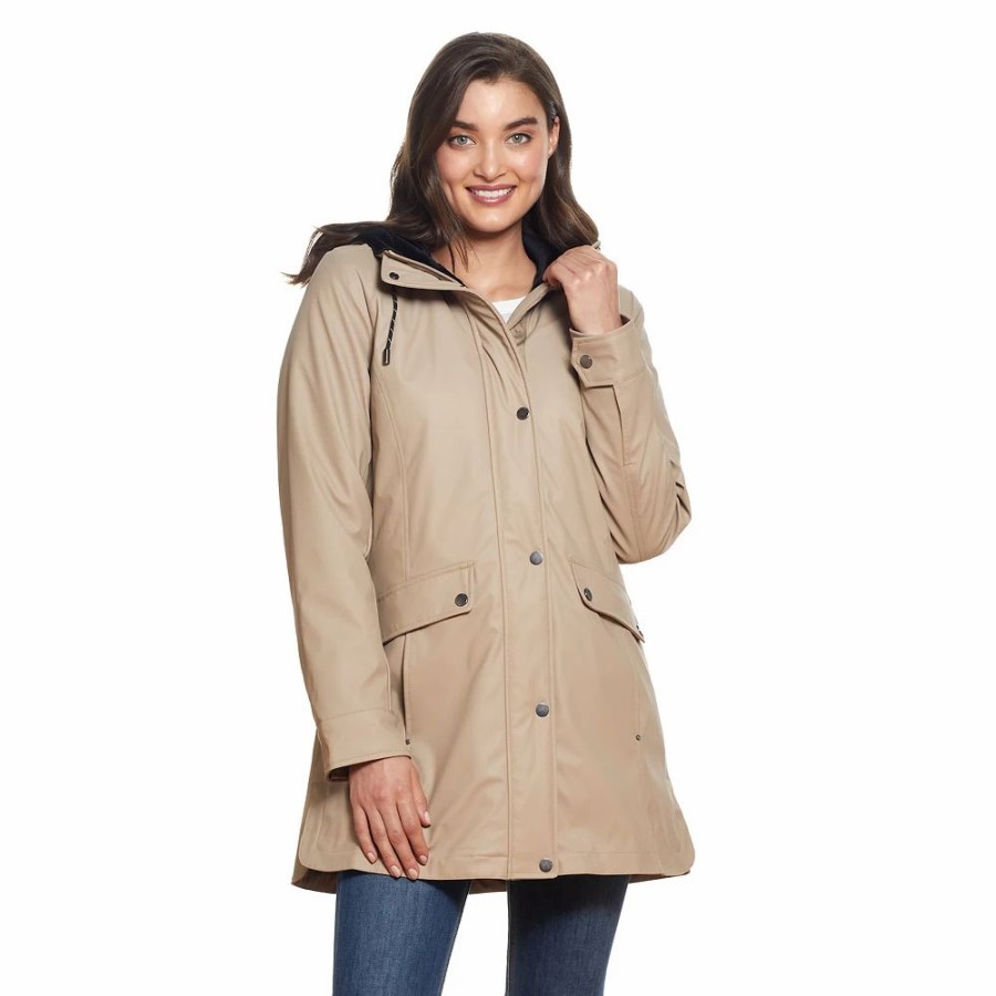 Clothing * | Women'S Weathercast Hooded Lined Rain Coat