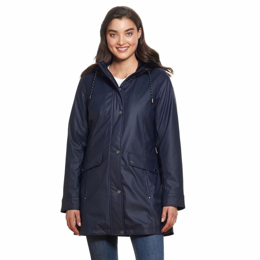 Clothing * | Women'S Weathercast Hooded Lined Rain Coat