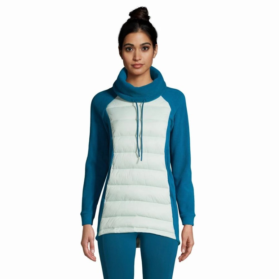 Clothing * | Women'S Lands' End Insulated Fleece Hybrid Sweatshirt Aqua Breeze