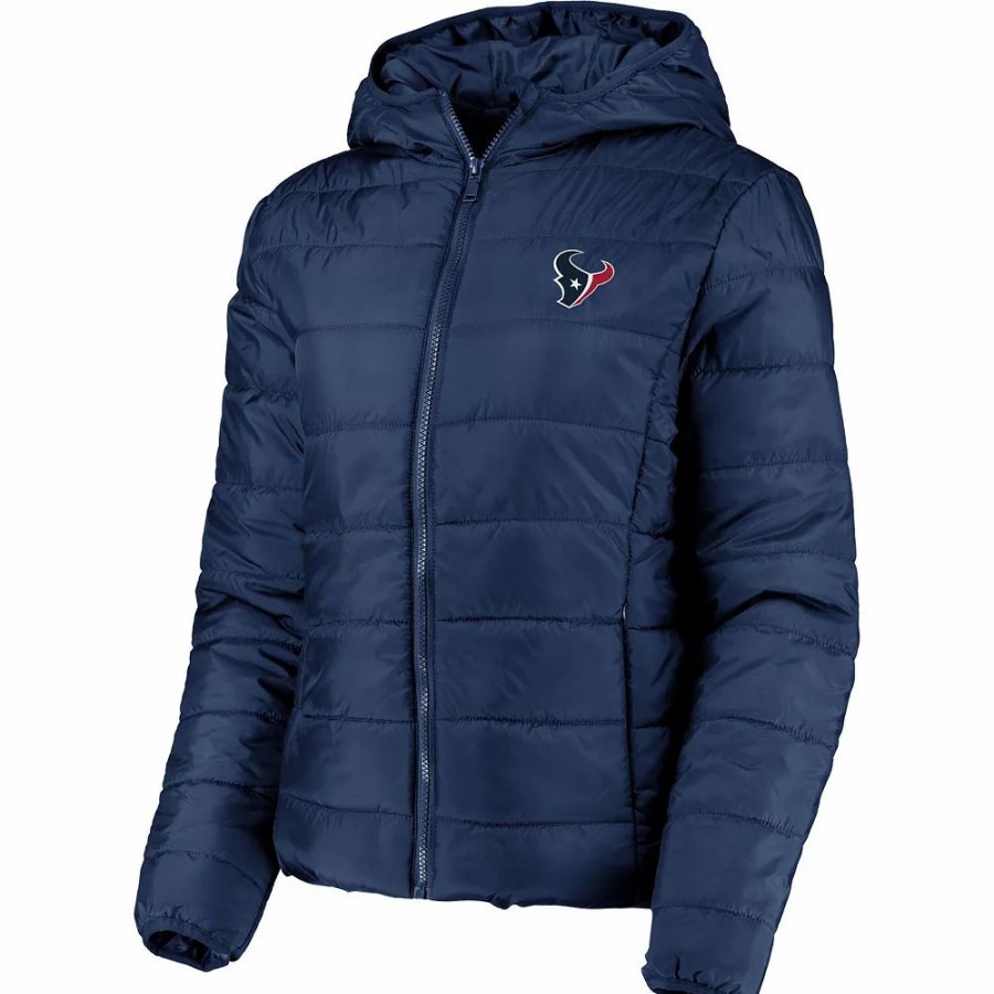 Clothing * | Women'S Wear By Erin Andrews Navy Houston Texans Packable Full-Zip Hoodie Jacket