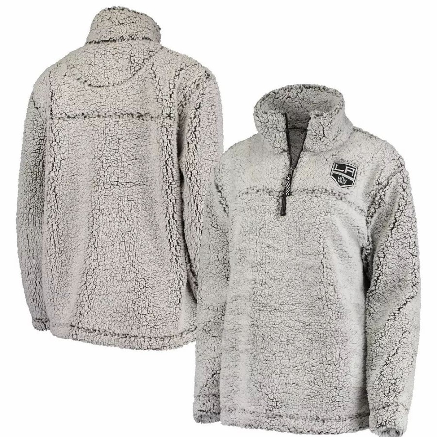 Clothing * | Women'S G-Iii 4Her By Carl Banks Gray Los Angeles Kings Sherpa Quarter-Zip Pullover Jacket