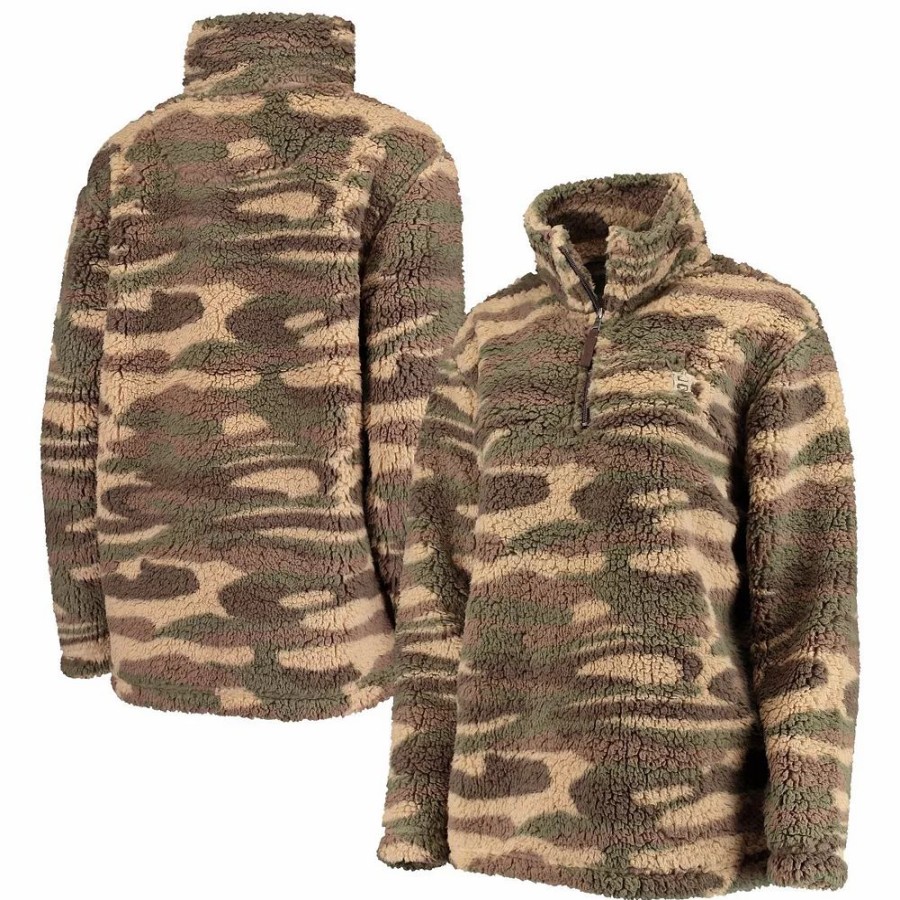 Clothing * | Women'S G-Iii 4Her By Carl Banks Camo Houston Astros Sherpa Quarter-Zip Jacket