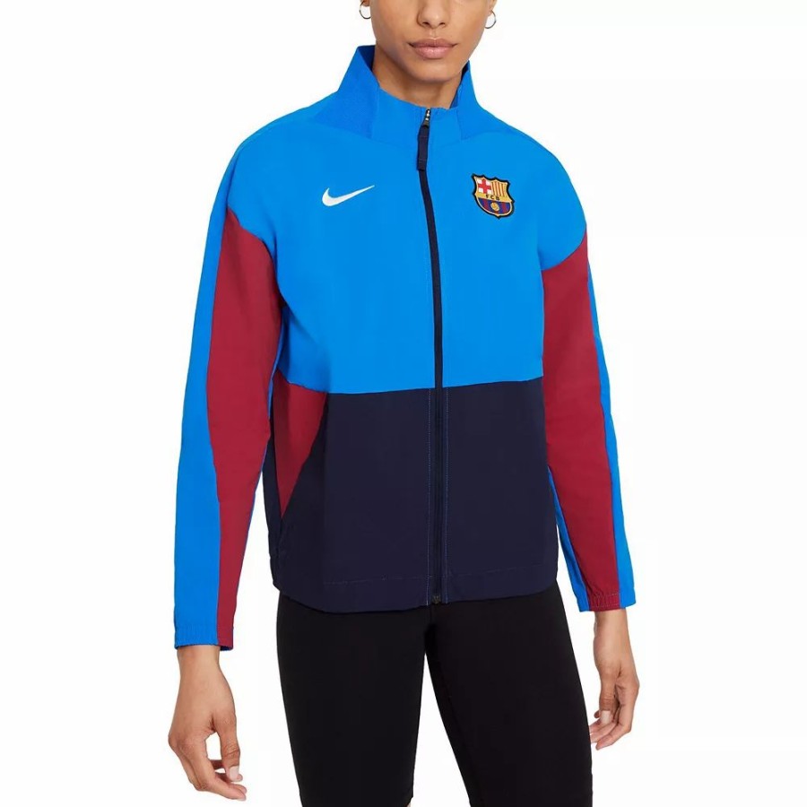 Clothing * | Women'S Nike Blue Barcelona Full-Zip Performance Anthem Jacket