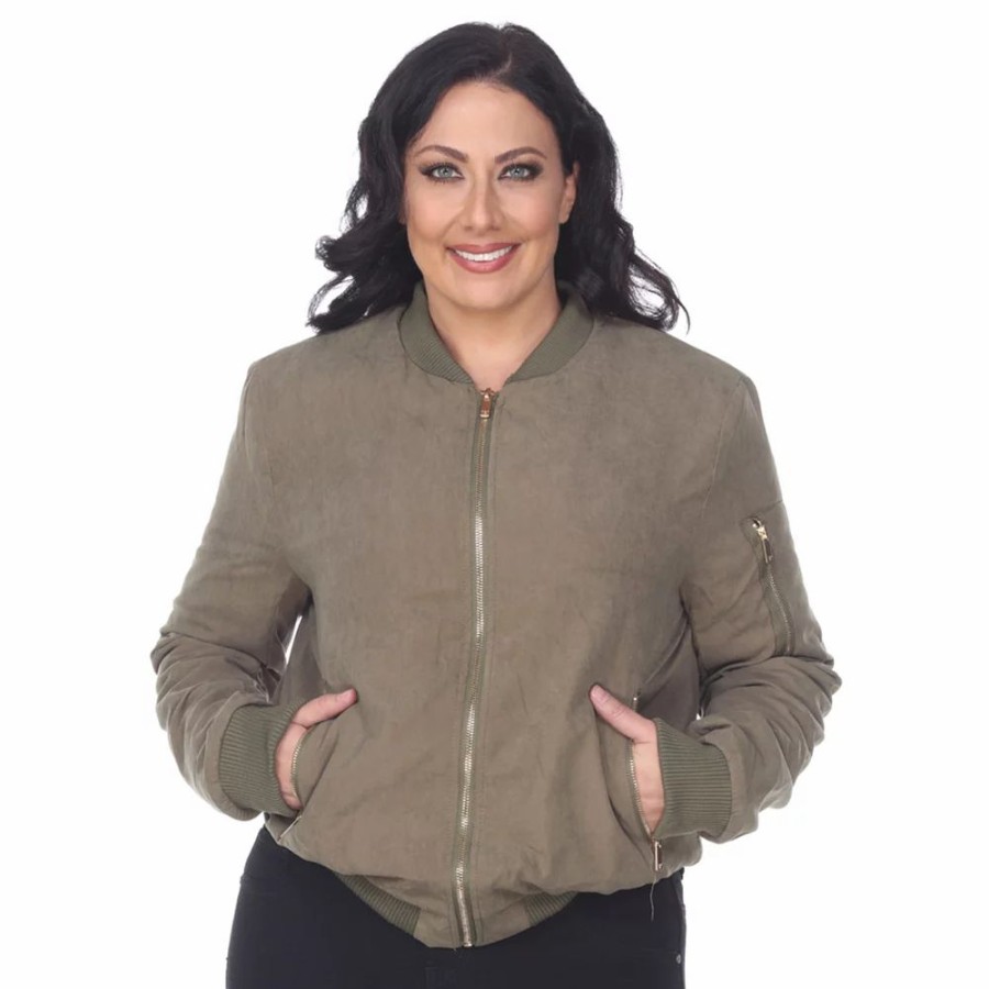 Clothing * | Plus Size White Mark Bomber Jacket