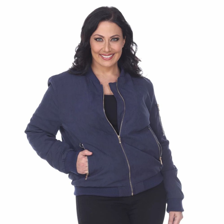 Clothing * | Plus Size White Mark Bomber Jacket